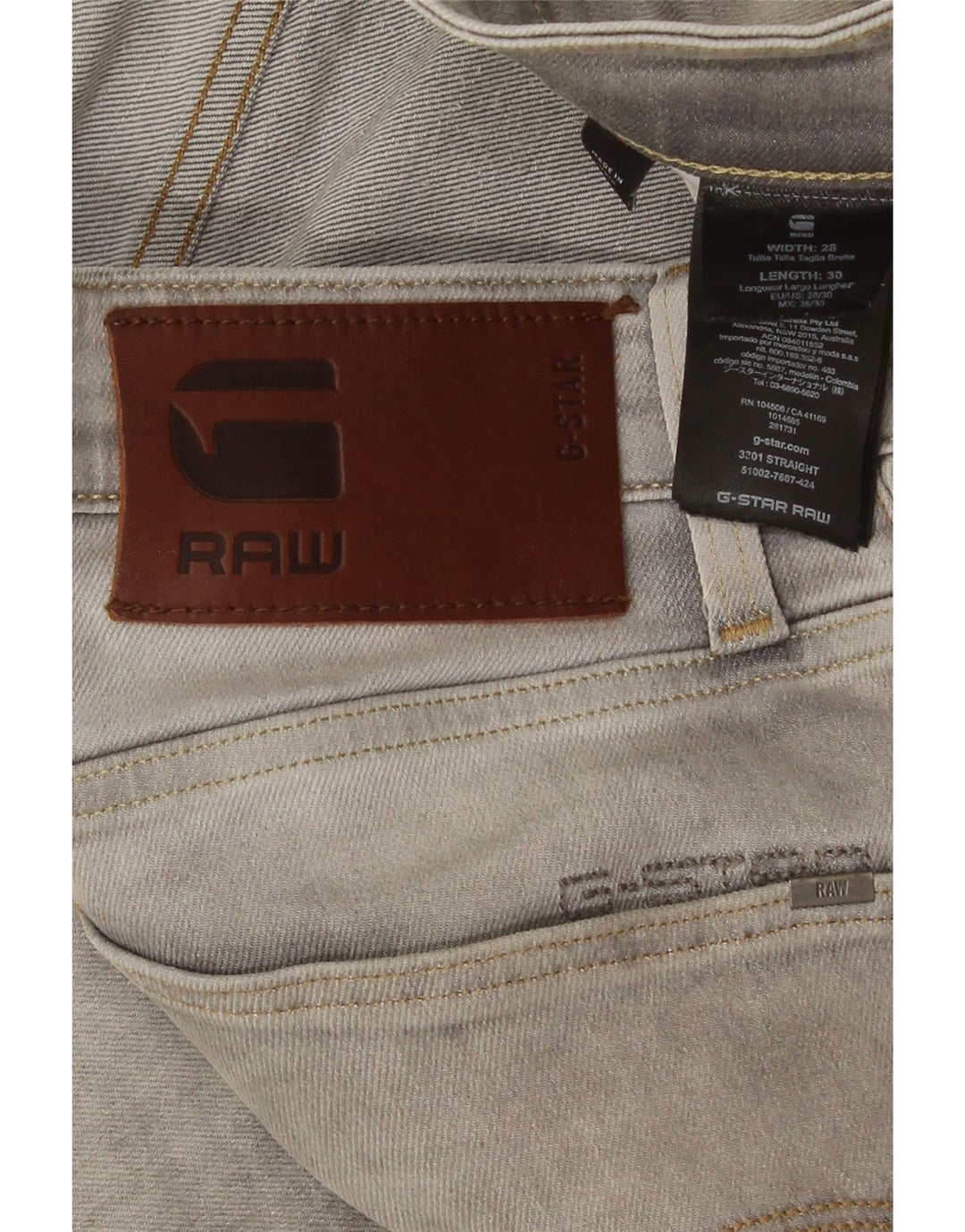 G-Star Straight Jeans til mænd W28 L26 Grå bomuld