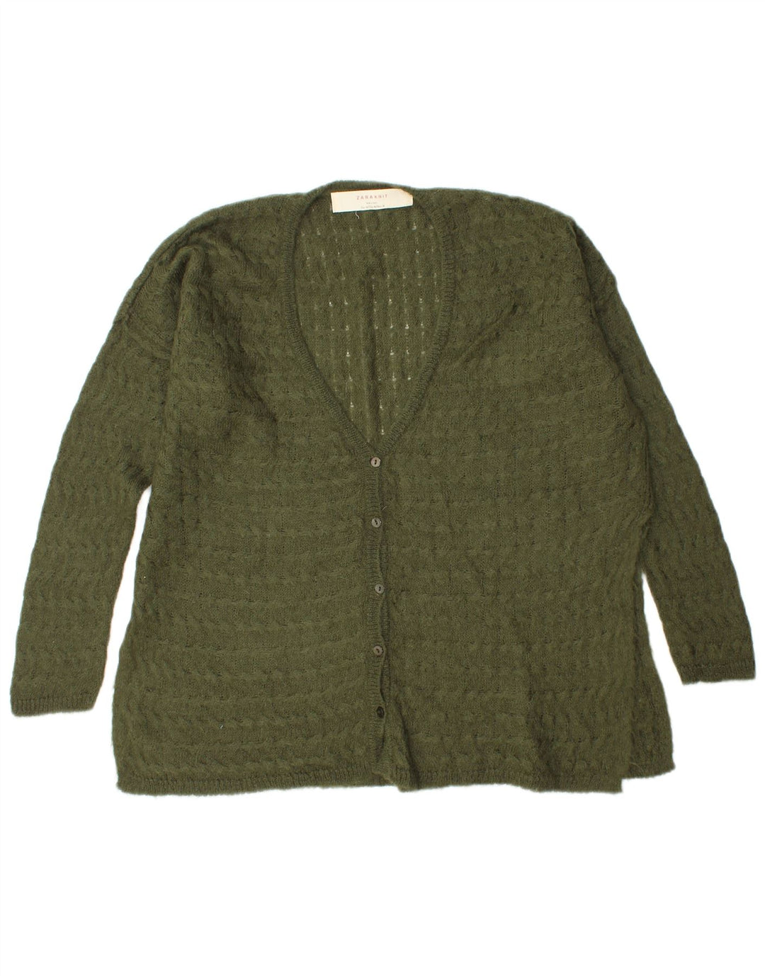 Zara Dame Oversized Cardigan Sweater UK 14 Medium Green