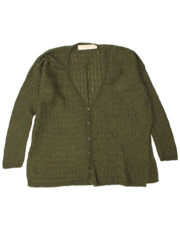 Zara Womens Oversized Cardigan Sweater UK 14 Medium Green