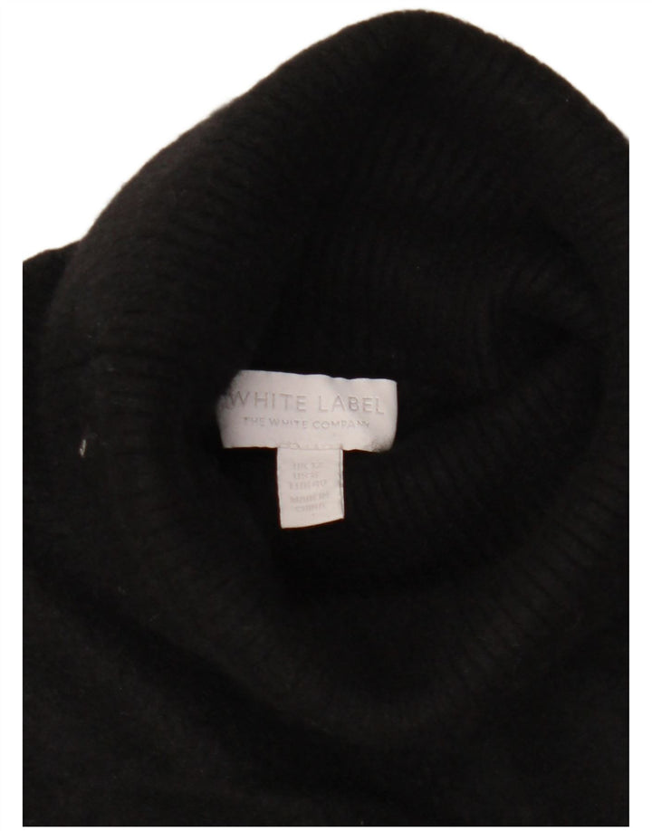 White Label Dame Crop Roll Neck Jumper Sweater UK 12 Medium Black