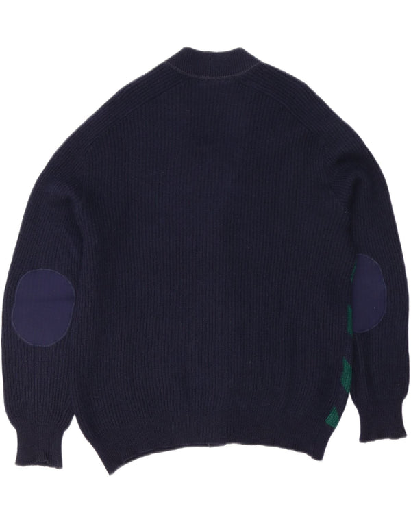 Vintage herre cardigan sweater XL marineblå stribet