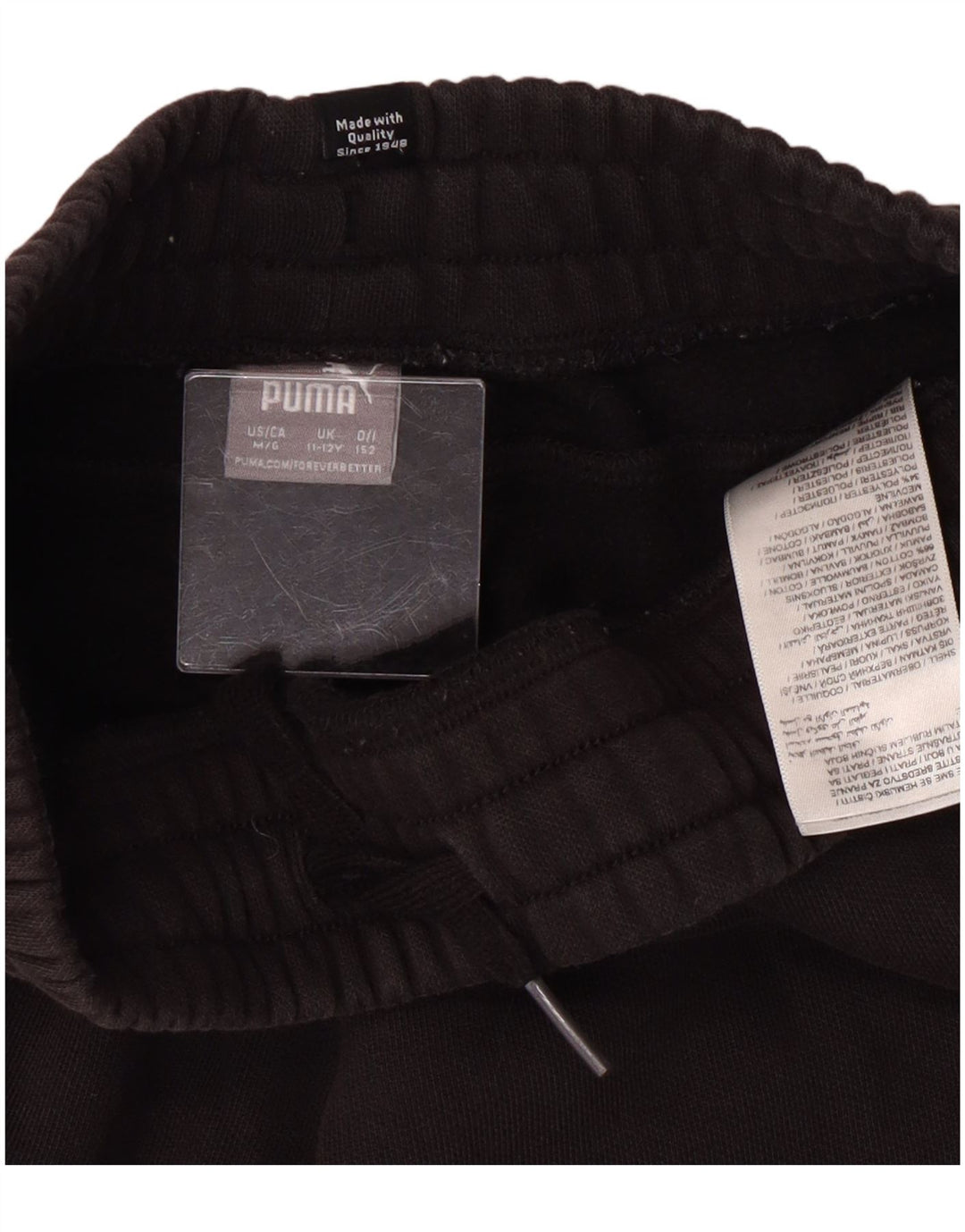 Puma Drenge Træningsdragt Bukser Joggers 11-12 År Sort Bomuld