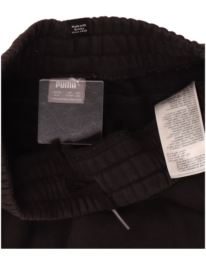 Puma Drenge Træningsdragt Bukser Joggers 11-12 År Sort Bomuld