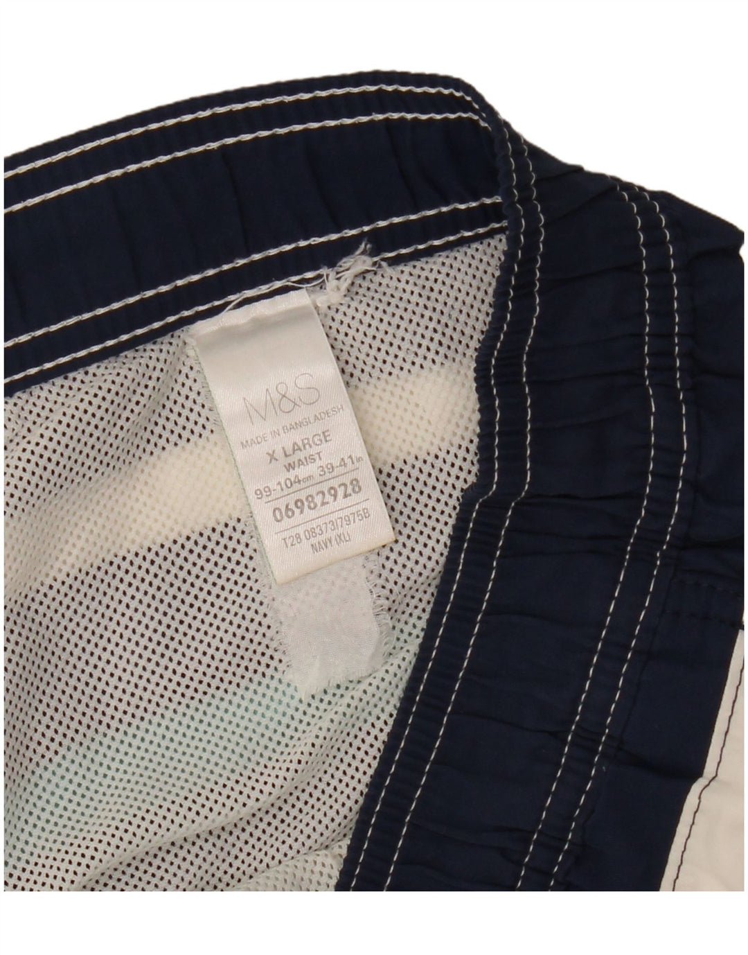Marks & Spencer Badeshorts til mænd XL marineblå stribet polyester