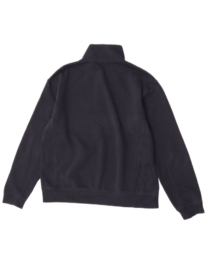 Zara Herre Zip Neck Sweatshirt Jumper Large Navy Blue Bomuld