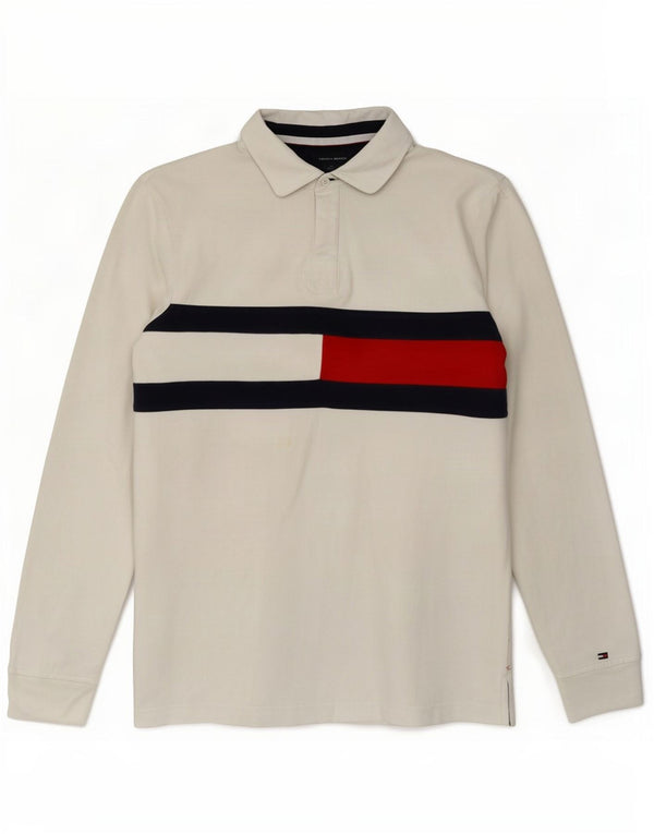 Tommy Hilfiger Langærmet Rugby Polo Shirt Medium White Colourblock
