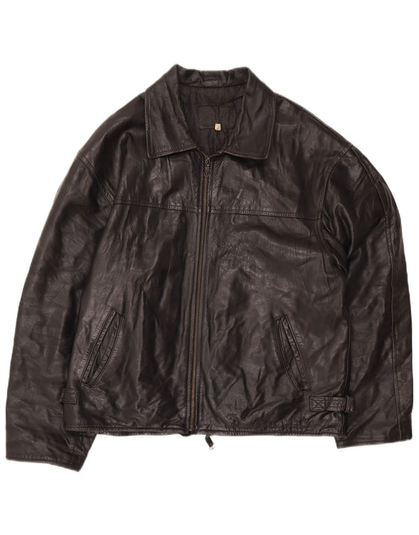 VINTAGE Dame Læderjakke IT 54 3XL Sort