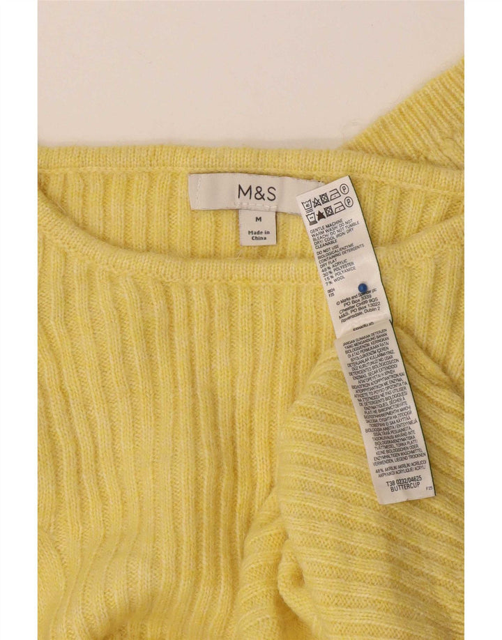 Marks & Spencer Dame Boat Neck Jumper Sweater UK 14 Medium Gul Akryl