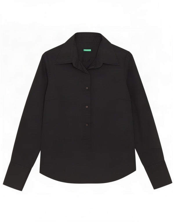 Benetton Womens Pullover Shirt UK 10 Small Black