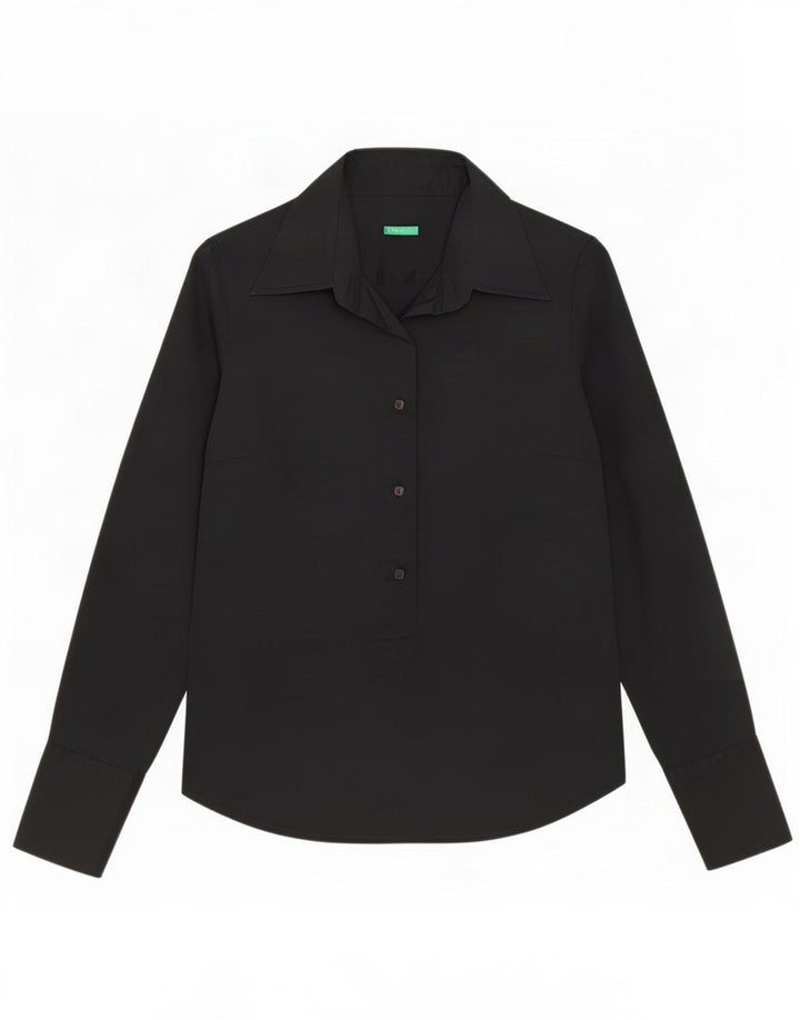 Benetton Womens Pullover Shirt UK 10 Small Black