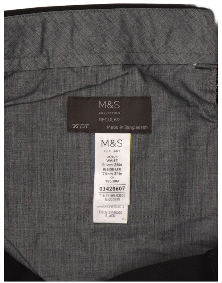 Marks & Spencer Herre Regular Fit Straight Suit Bukser W36 L31 Sort