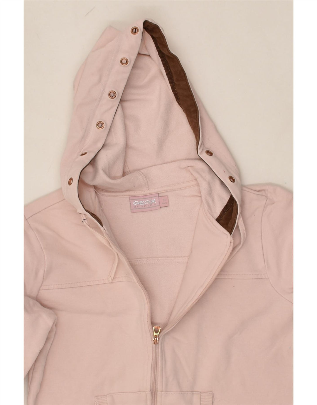 GEOX Girls Zip Hoodie Sweater 9-10 Years Beige Cotton | Vintage Geox | Thrift | Second-Hand Geox | Used Clothing | Messina Hembry 