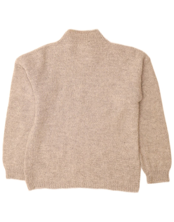 Vintage Dame Turtle Neck Jumper Sweater UK 14 Large Grey Flecked