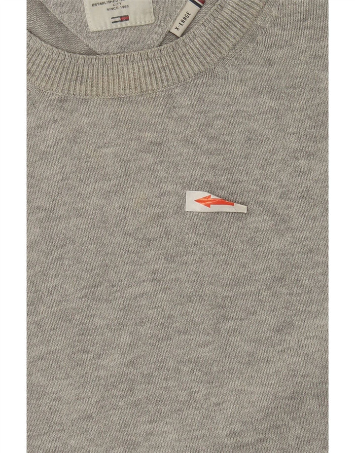 Tommy Hilfiger Herre Jumper Sweater med rund hals XL Grå Bomuld