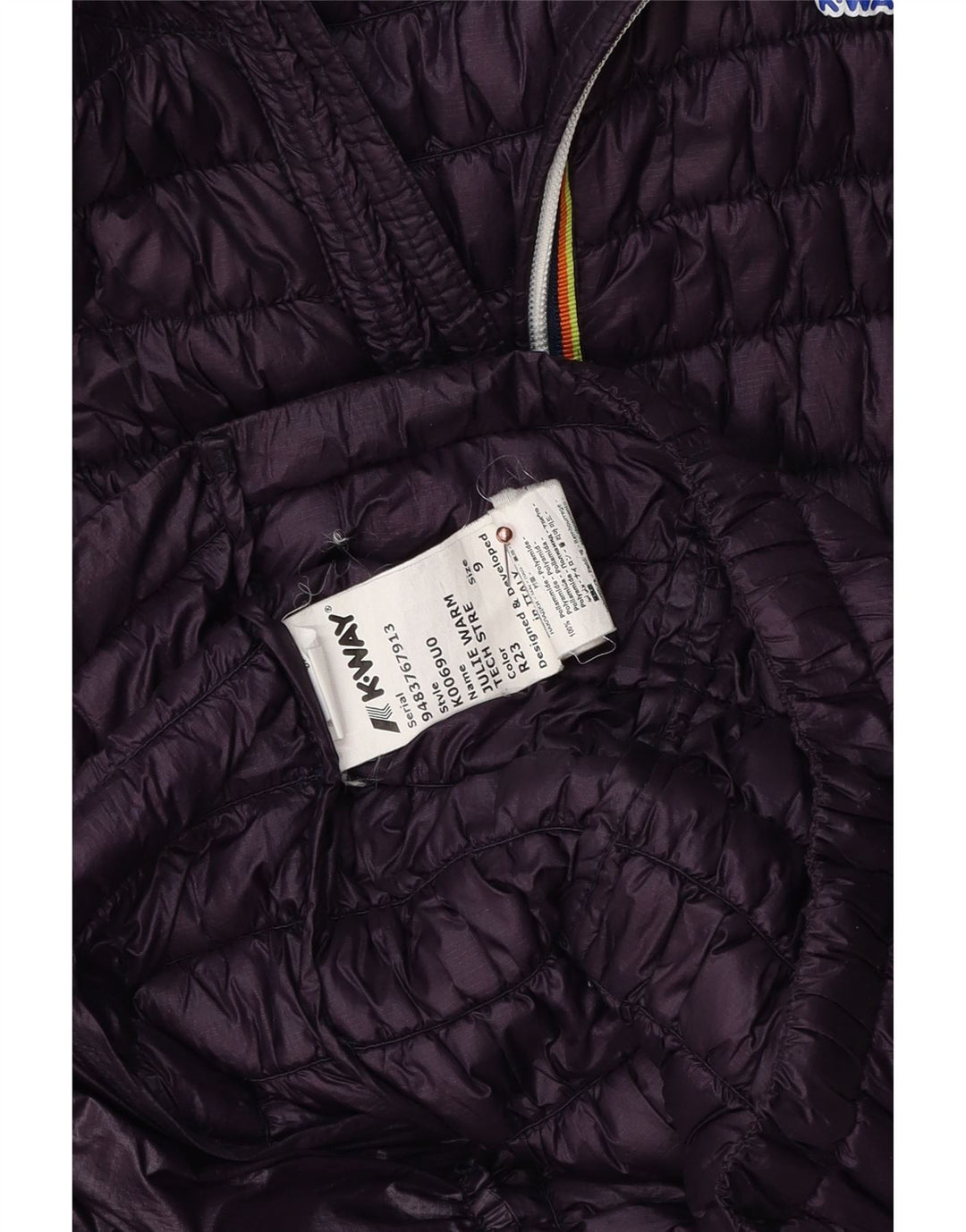 K-WAY Polstret hættejakke til kvinder US 9 Medium Purple Polyester