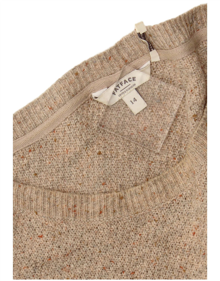 FAT FACE Dame Boat Neck Jumper Sweater UK 14 Large Beige