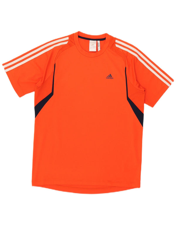 Adidas Herre Climalite T-Shirt Top Medium Orange Colourblock Polyester