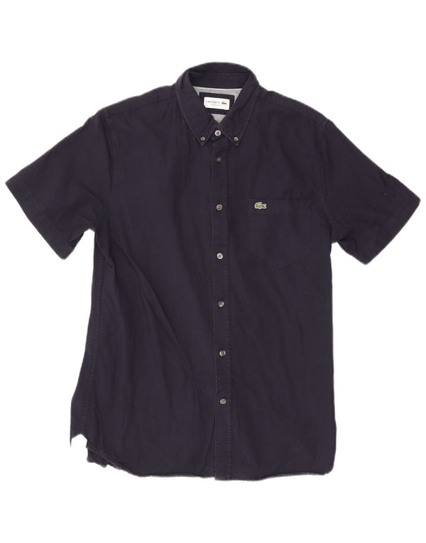 Lacoste Herre kortærmet skjorte med normal pasform Medium marineblå bomuld