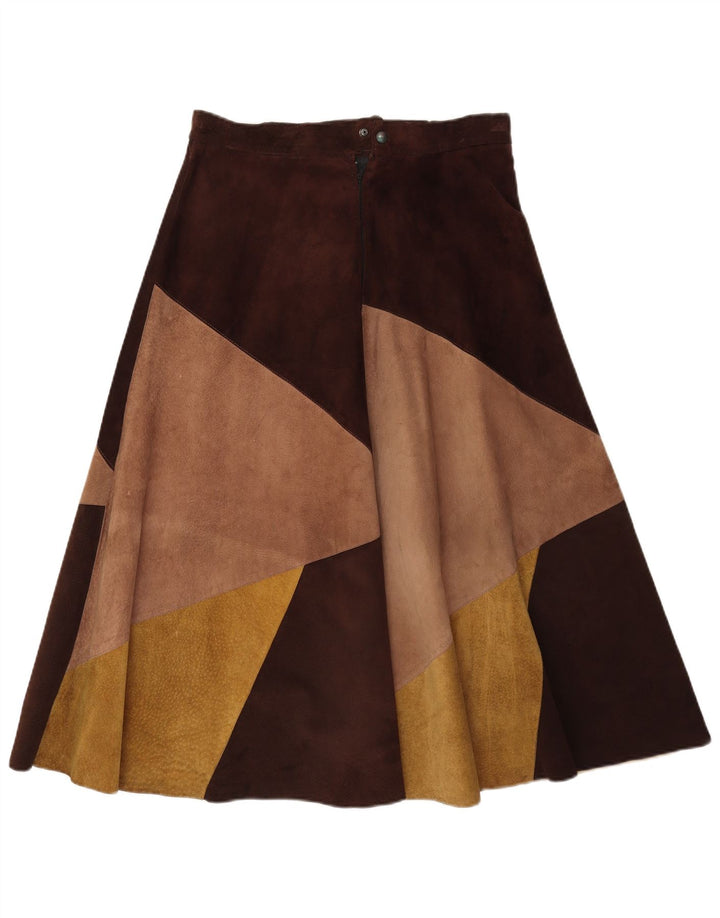 Vintage Dame Ruskind Flared Skirt W30 Medium Brown Colourblock
