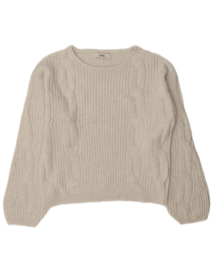 Marks & Spencer Dame Oversized Boat Neck Jumper Sweater UK 10 Small White