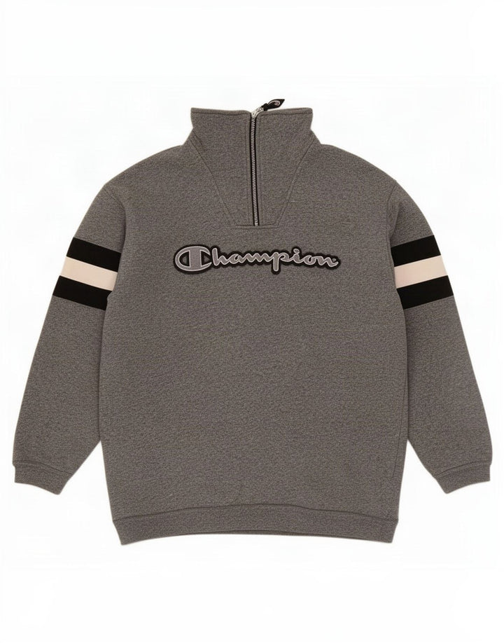 Champion Herre grafisk lynlås-sweatshirt Jumper Medium Grey Colourblock