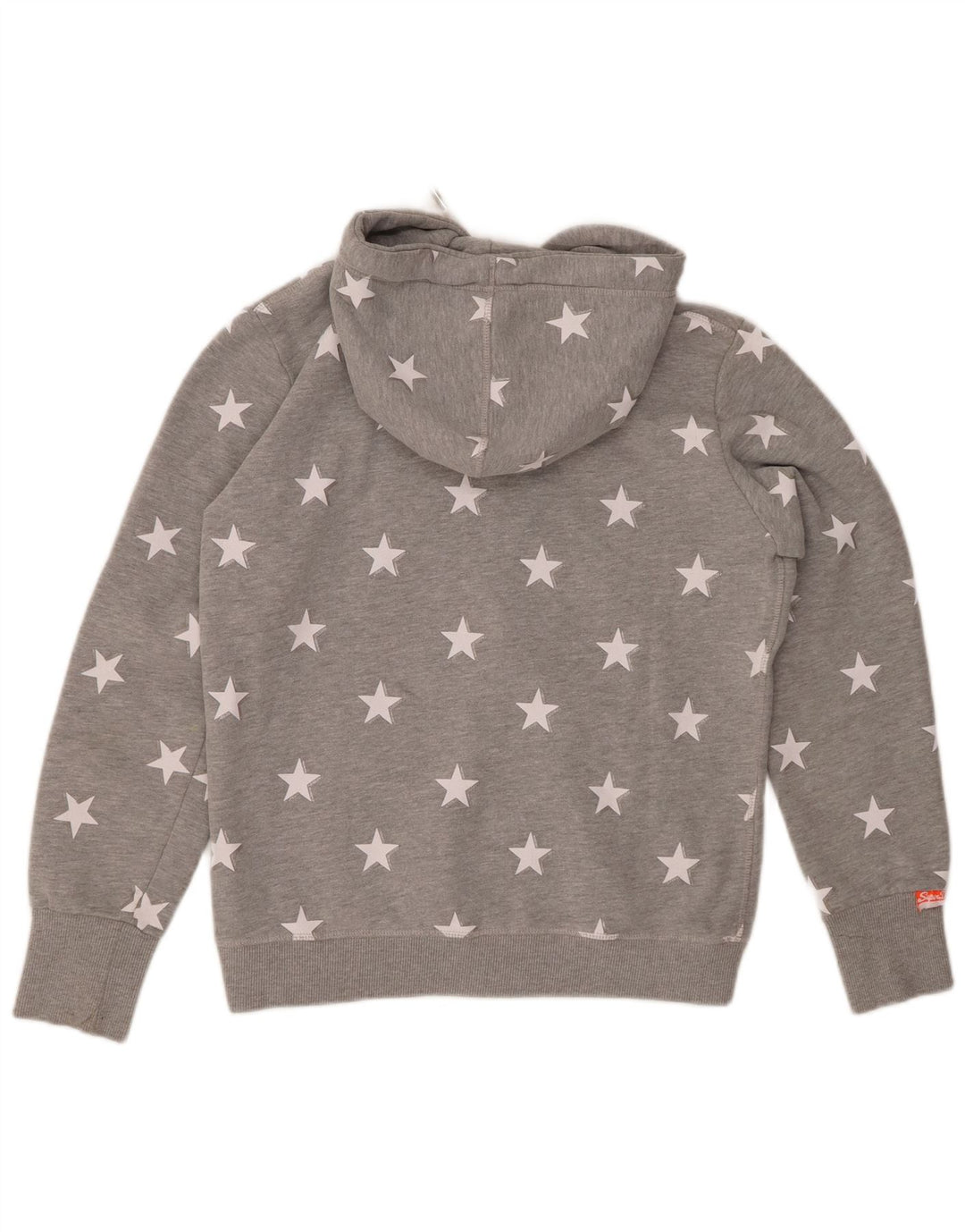 SUPERDRY Dame Abstrakt mønster Hættetrøje Sweater UK 14 Stor Grå