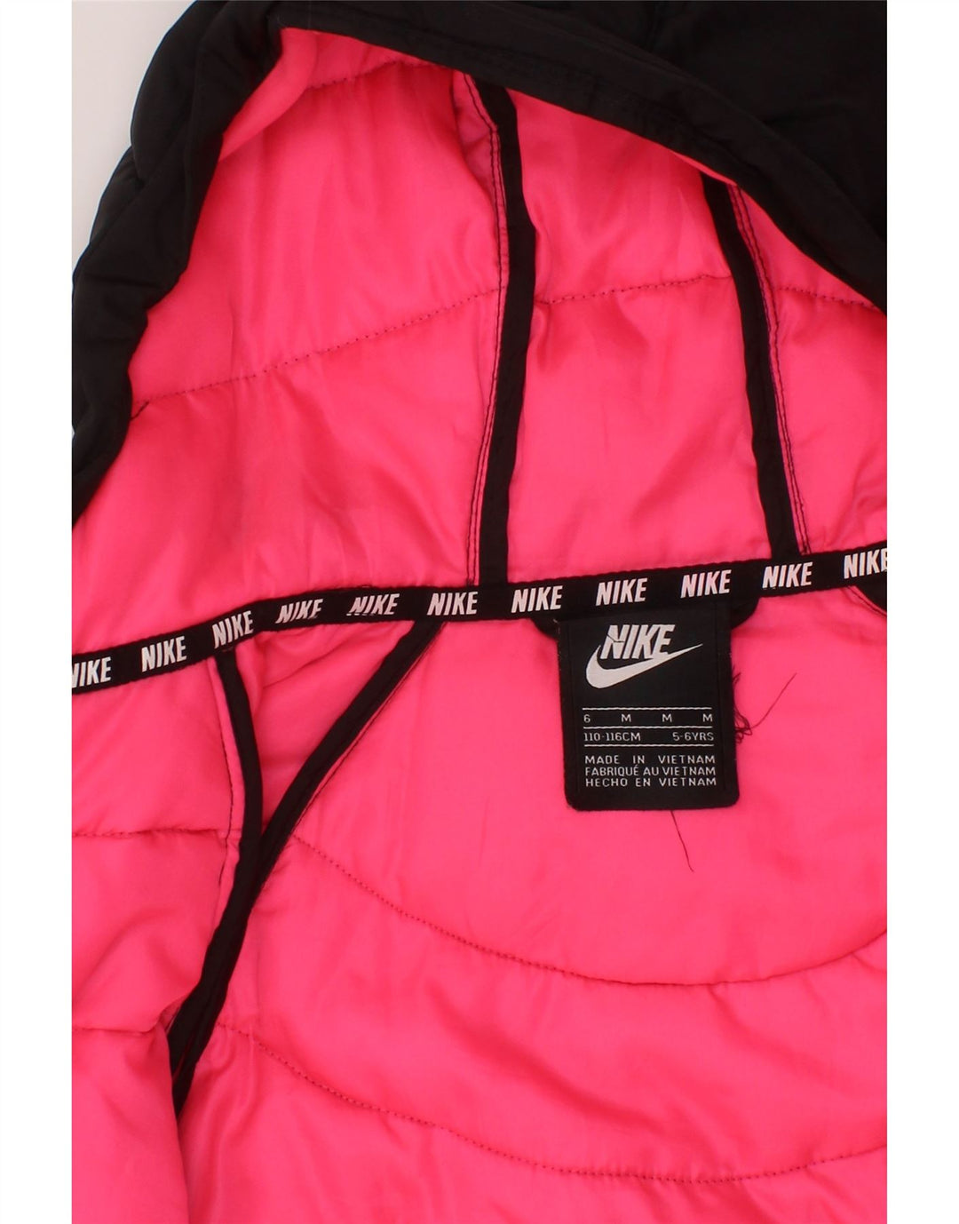 NIKE Polstret hættejakke til piger 5-6 år Medium Sort Colourblock