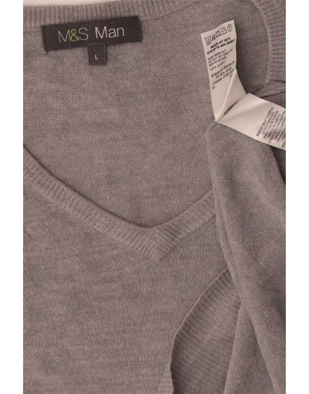 Marks & Spencer Herre V-hals sweater Stor Grå Akryl