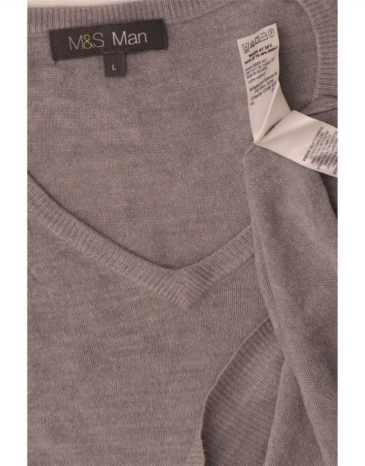 Marks & Spencer Herre V-hals sweater Stor Grå Akryl