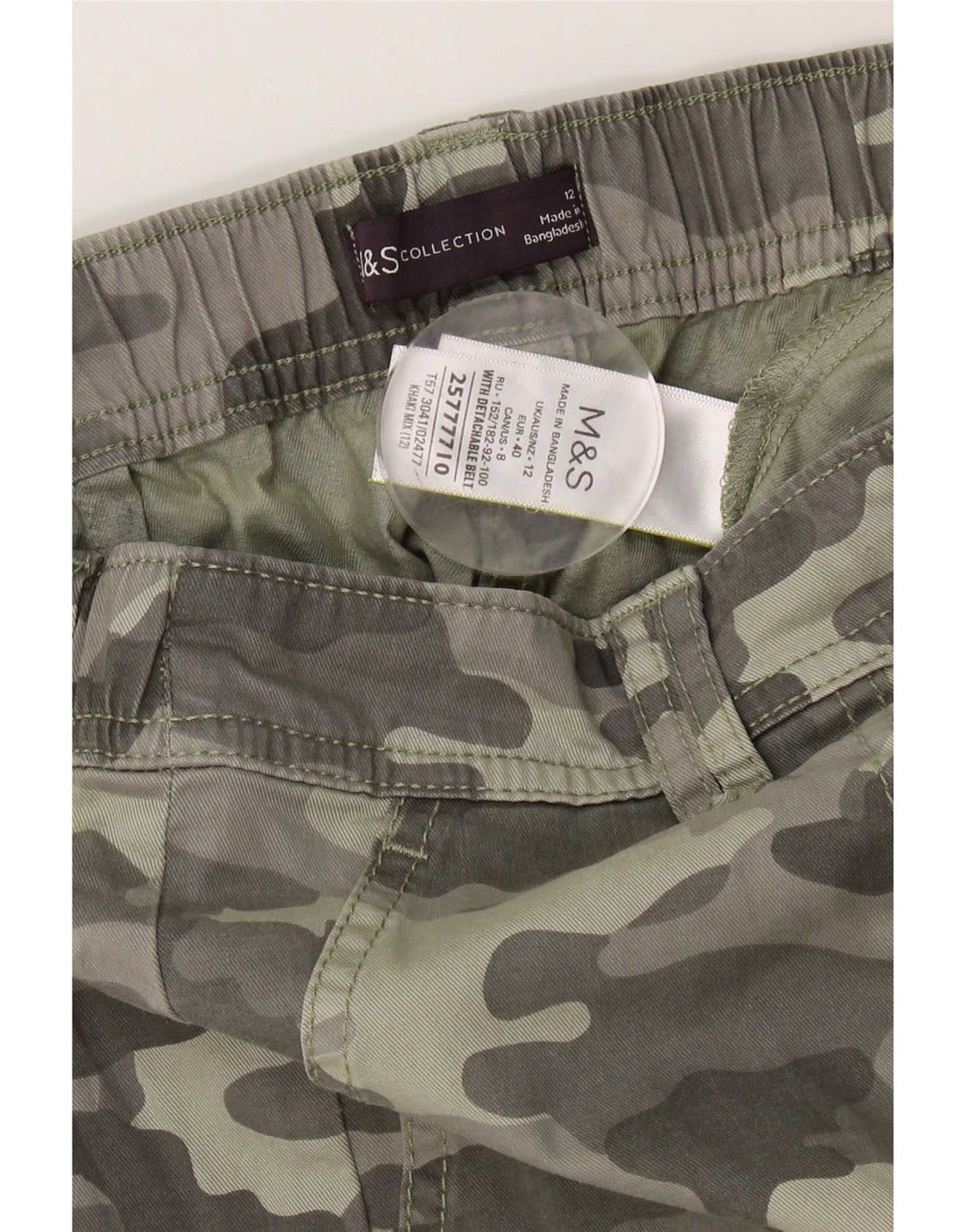 Marks & Spencer Dame High Waist Cargo Shorts UK 12 Medium W30 Khaki