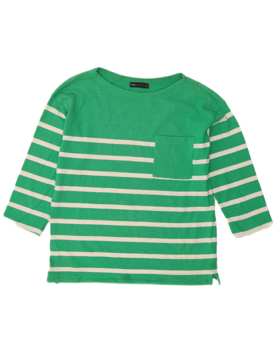 Marks & Spencer Dame Oversized Top 3/4 ærme UK 8 Lille Grøn Stribet
