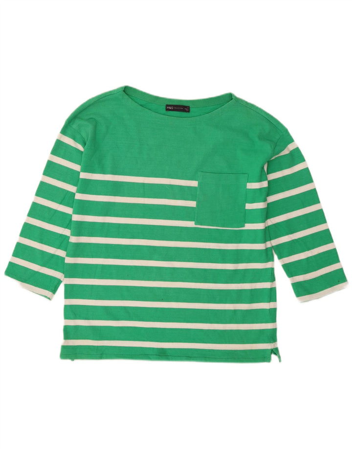 Marks & Spencer Dame Oversized Top 3/4 ærme UK 8 Lille Grøn Stribet