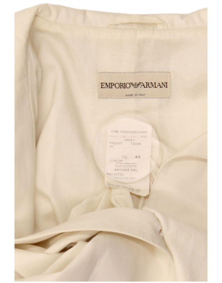 EMPORIO ARMANI Dame 3-knaps blazerjakke IT 44 Medium Off White Bomuld