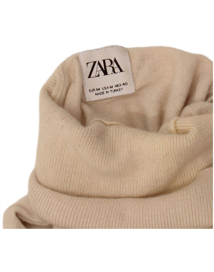 Zara Mens Roll Neck Jumper Sweater Medium Beige