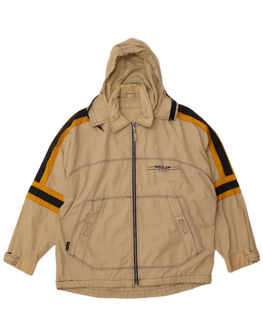 ASTROLABIO Regnjakke med hætte til mænd IT 50 Stor Grøn Colourblock Bomuld