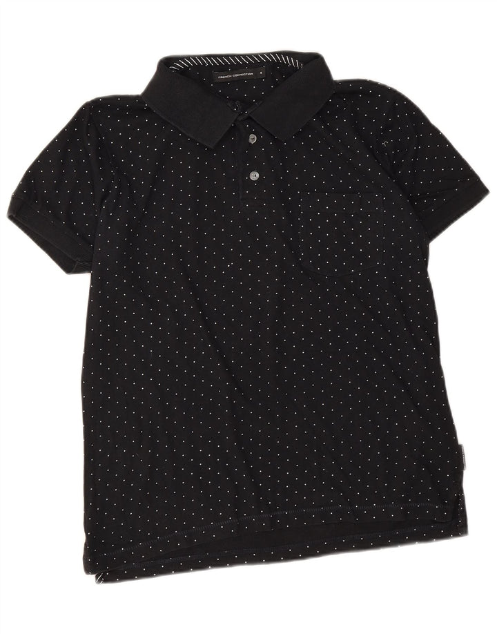 French Connection Herre poloshirt Lille sort plettet bomuld