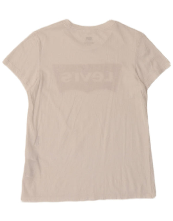 LEVI'S Grafisk T-shirt top til kvinder UK 10 Lille hvid bomuld