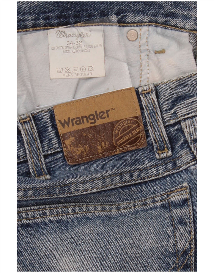 WRANGLER Mens Straight Jeans W34 L32 Blue Cotton