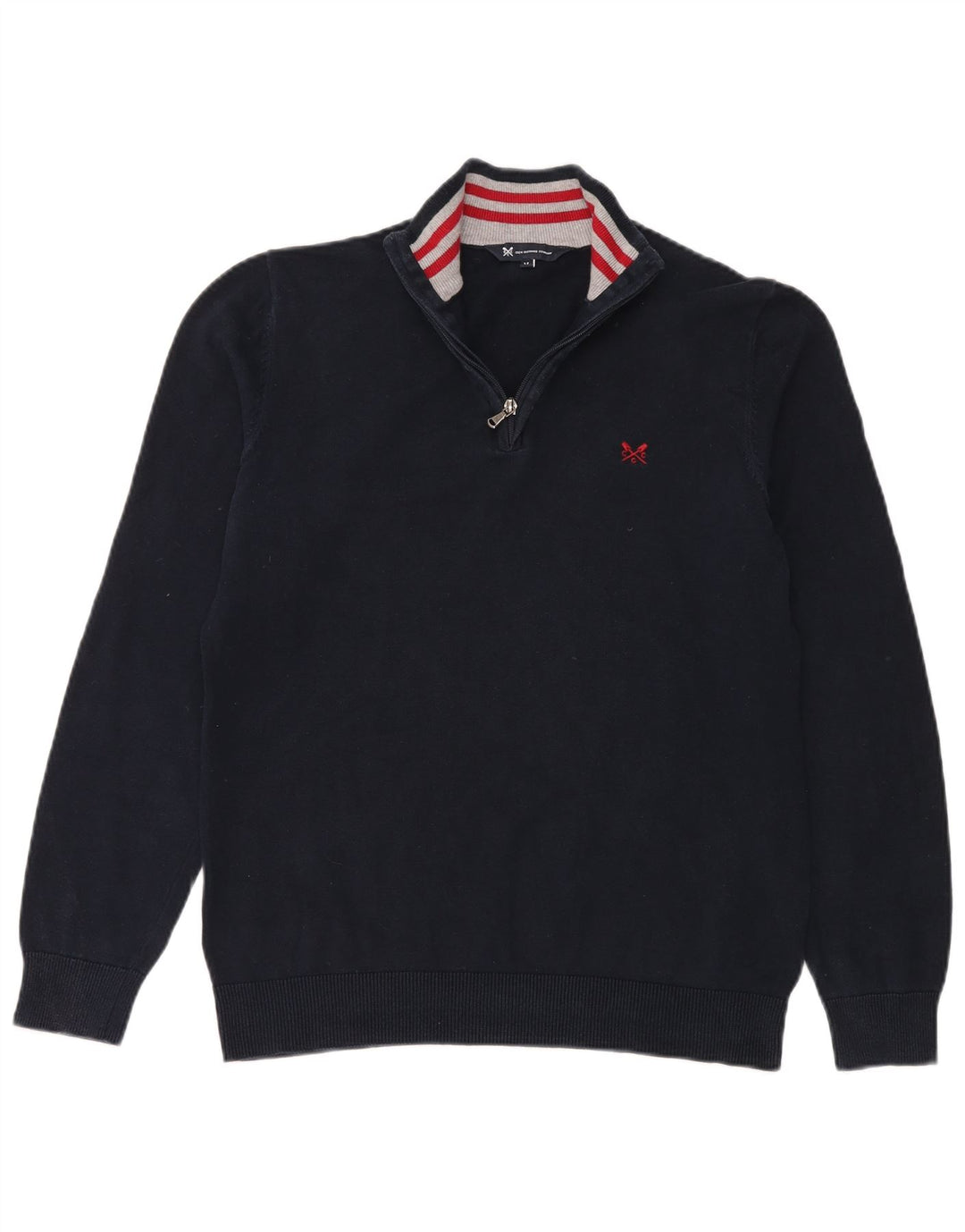 Besætningstøj Herre Zip Neck Jumper Sweater Medium Navyblå Bomuld