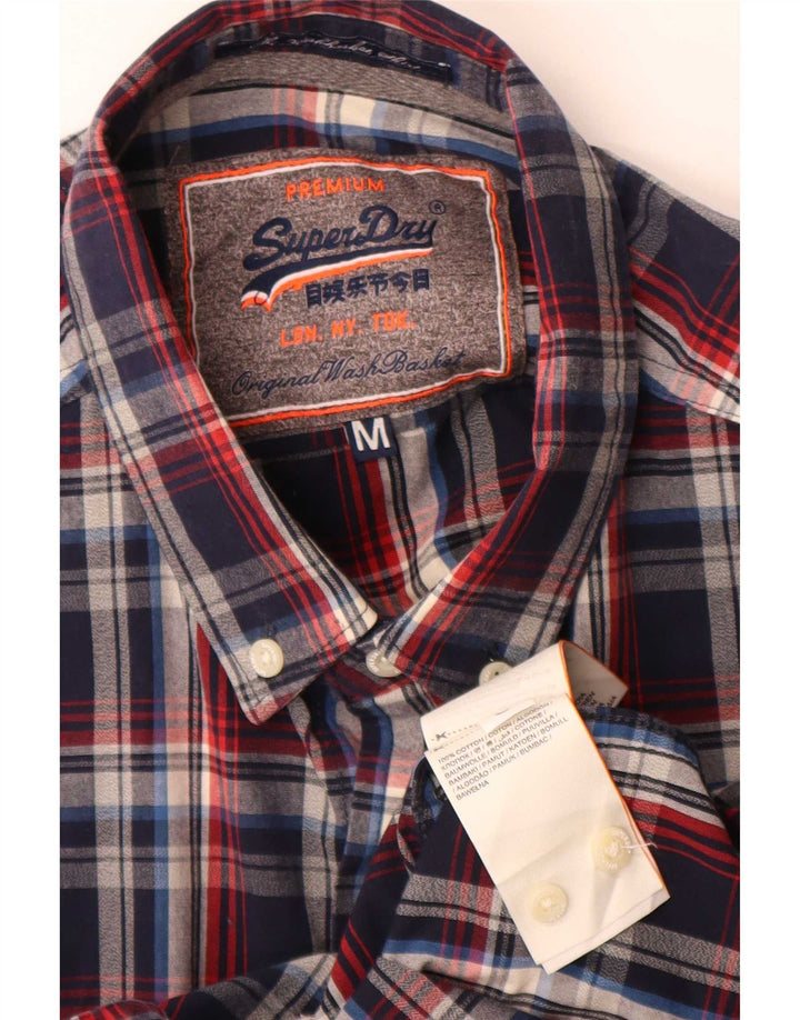 Superdry Flanelskjorte til mænd, medium marineblå ternet bomuld