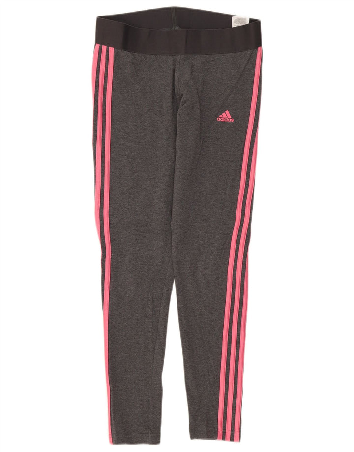 Adidas Dame Leggings UK 12/14 Medium Grey Bomuld