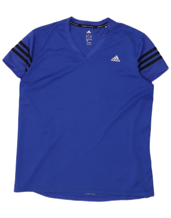 ADIDAS Dame Climalite T-Shirt Top UK 20/22 XL Blå Polyester