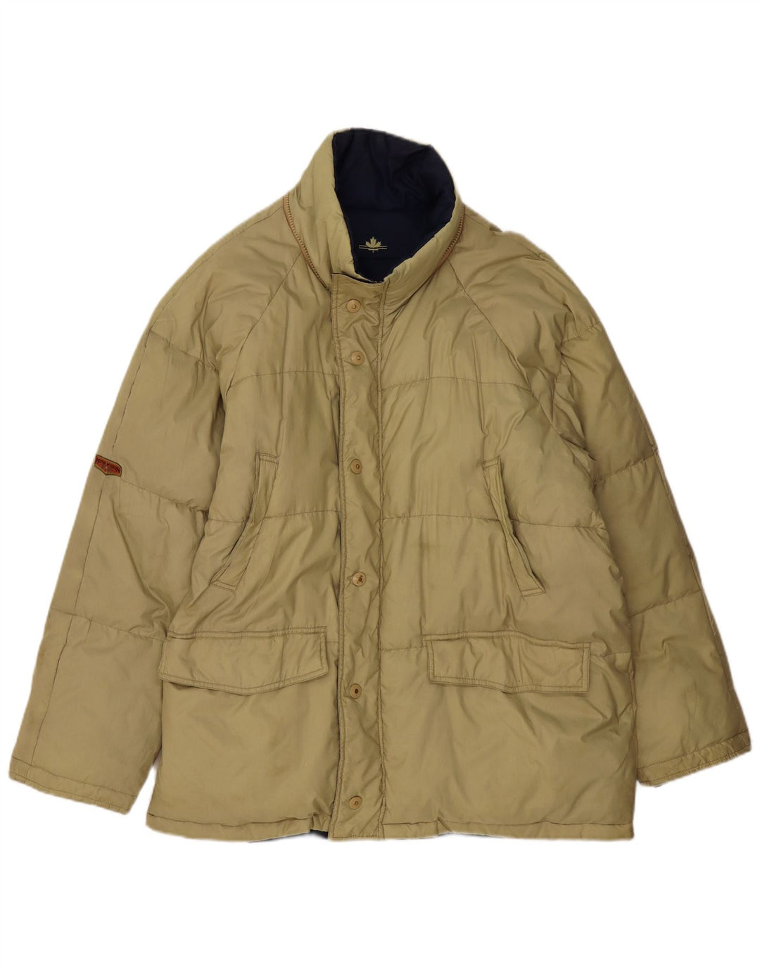 Vintage Herre Vendbar Loose Fit Polstret Jakke UK 38 Medium Khaki