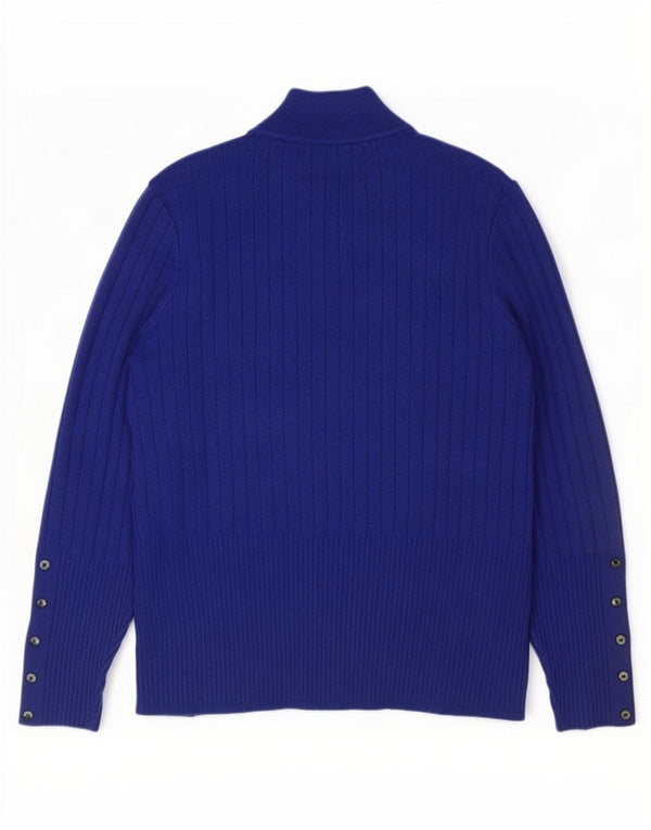 Marks & Spencer Womens Turtle Neck Jumper Sweater UK 16 Large Blue Viscose