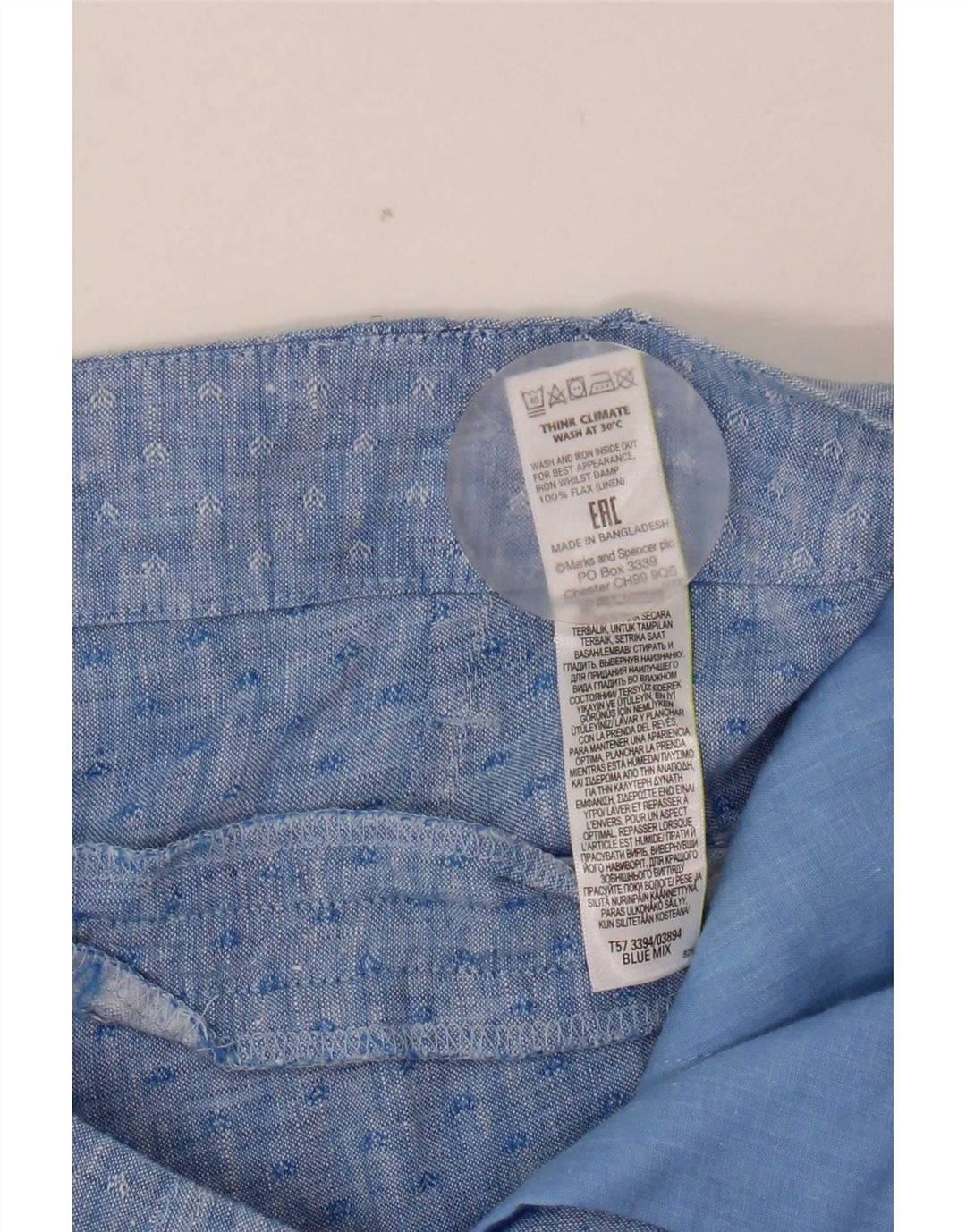 Marks & Spencer Dame-Pegged Chino Shorts UK 12 Medium W32 Blue Geometric