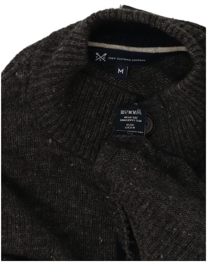 Besætningstøj Herre Button Neck Jumper Sweater Medium Grey Flecked Lammeuld