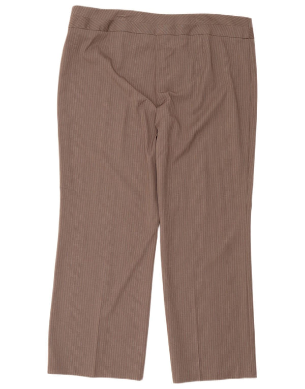 Marks & Spencer Womens Casual Trousers UK 20 2XL W42 L30 Brown Pinstripe