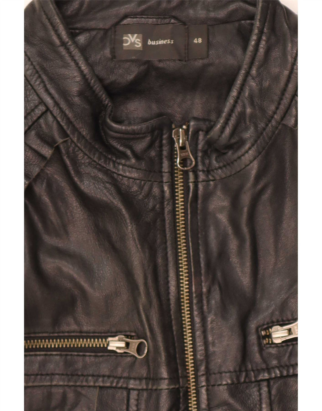 BVS Dame Læder Biker Jacket EU 48 2XL Sort