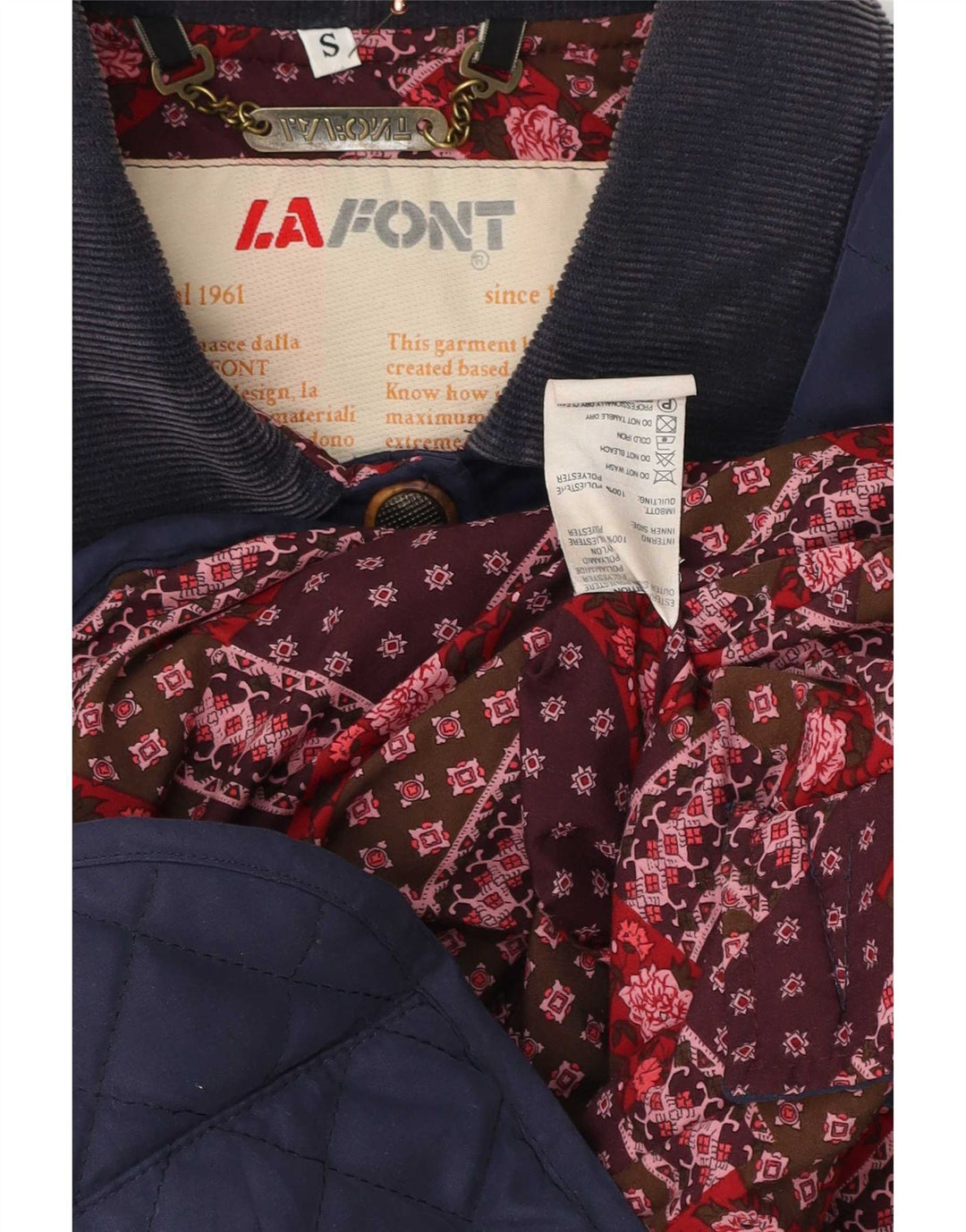 Lafont Dame Loose Fit Quilted Jacket UK 10 Small Navy Blue Polyester