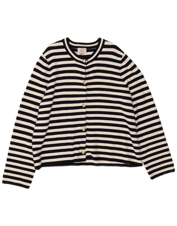 Joules Womens Crop Cardigan Sweater UK 18 XL Navyblå stribet bomuld